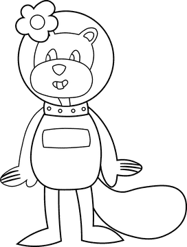 Cartoon Characters Spongebob Sandy black and white clipart