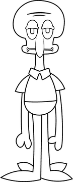 Cartoon Characters Spongebob Squidward black and white clipart