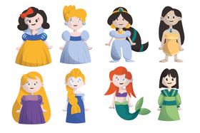 Cartoon Characters Disney Princess vector