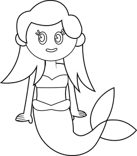 Cartoon Characters Disney Princess Ariel black and white clipart