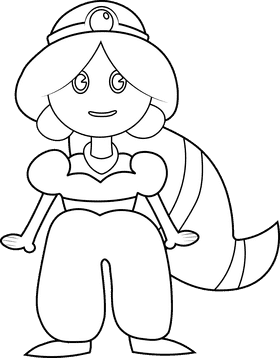 Cartoon Characters Disney Princess Jasmine black and white clipart