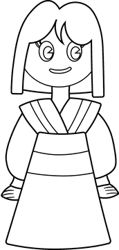 Cartoon Characters Disney Princess Mulan black and white clipart