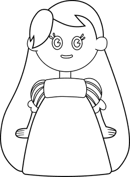 Cartoon Characters Disney Princess Rapunzel black and white clipart