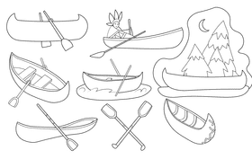 Canoe black and white vector
