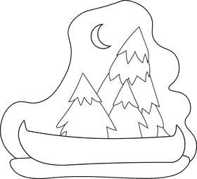 Canoe black and white clipart