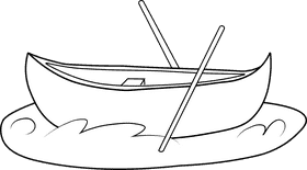 Canoe black and white clipart