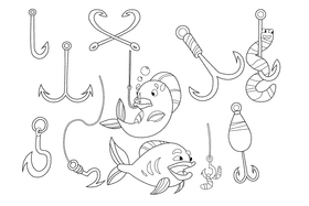 Fish hook black and white vector