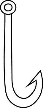 Fish hook black and white clipart