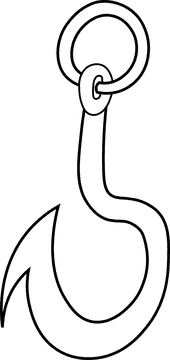 Fish hook black and white clipart