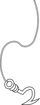 Fish hook black and white clipart