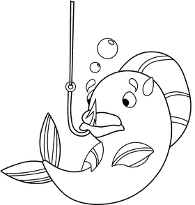Fish hook black and white clipart