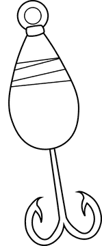 Fish hook black and white clipart