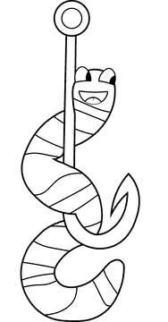 Fish hook black and white clipart