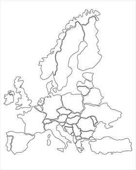 Full Map Of Europe black and white vector
