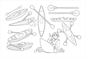 Kayak black and white vector