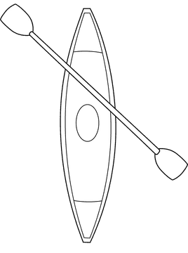 Kayak black and white clipart