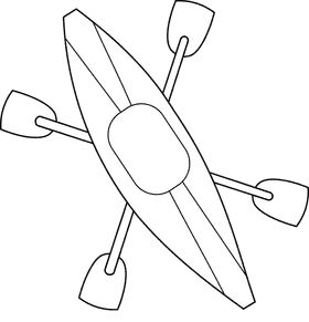 Kayak black and white clipart