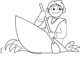 Kayak black and white clipart