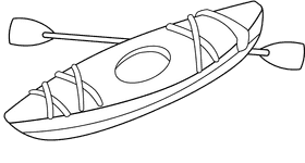 Kayak black and white clipart