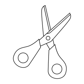 Scissors drawing black and white clipart