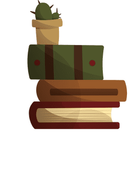 Books and Cactus clipart