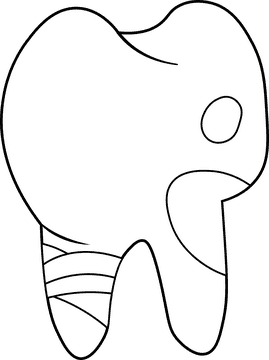 Tooth Damaged black and white clipart