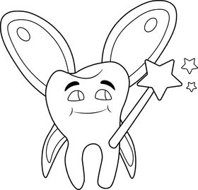 Tooth Fairy black and white clipart