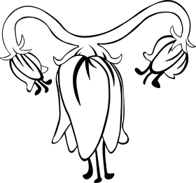 Flower uterus black and white clipart