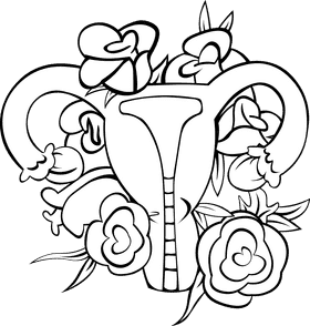 Uterus Roses black and white clipart