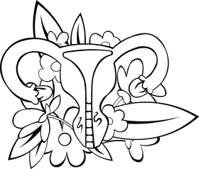 Uterus Wildflowers black and white clipart