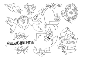 Wedding Invitation black and white vector