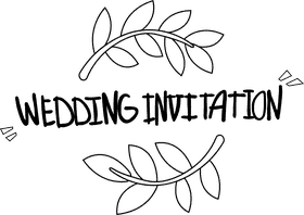 Wedding Invitation Branches black and white clipart