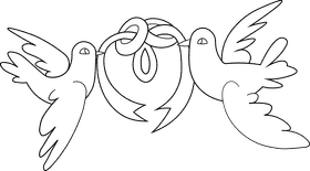 Wedding Invitation Doves black and white clipart