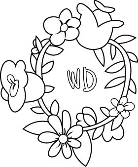 Wedding Invitation Wreath black and white clipart
