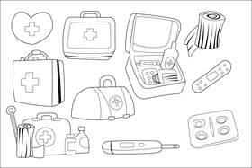 First aid kit black and white vector
