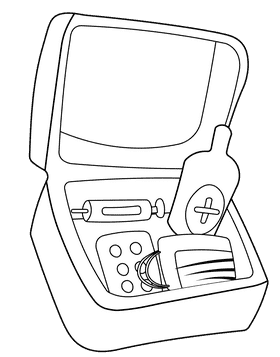 First aid kit Box black and white clipart