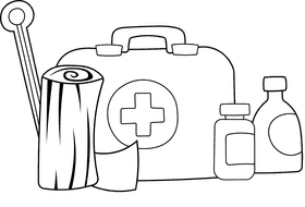 First aid kit Full Pack black and white clipart