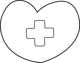 First aid kit Heart black and white clipart