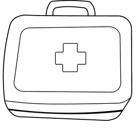 First aid kit black and white clipart