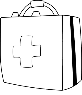 First aid kit black and white clipart