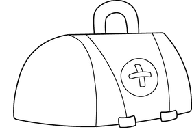 First aid kit black and white clipart