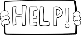 Help Banner black and white clipart