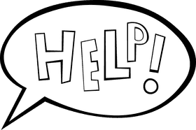 Help Cloud black and white clipart