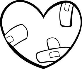 Help Heart black and white clipart