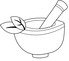Mortar and pestle black and white clipart
