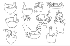 Mortar And Pestle black and white vector