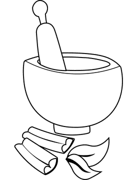 Mortar And Pestle Cinnamon black and white clipart