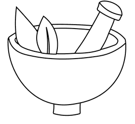 Mortar And Pestle Leaves black and white clipart