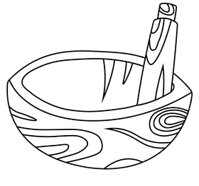 Mortar And Pestle Wood black and white clipart