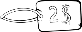 Price Tag dollars black and white clipart